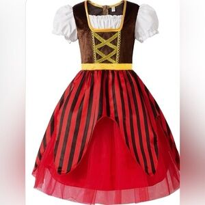 NWT 2pcs Girls Deluxe Pirate Costume Sea Buccaneer Dress Halloween Costume 140